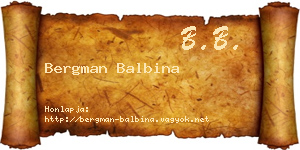 Bergman Balbina névjegykártya